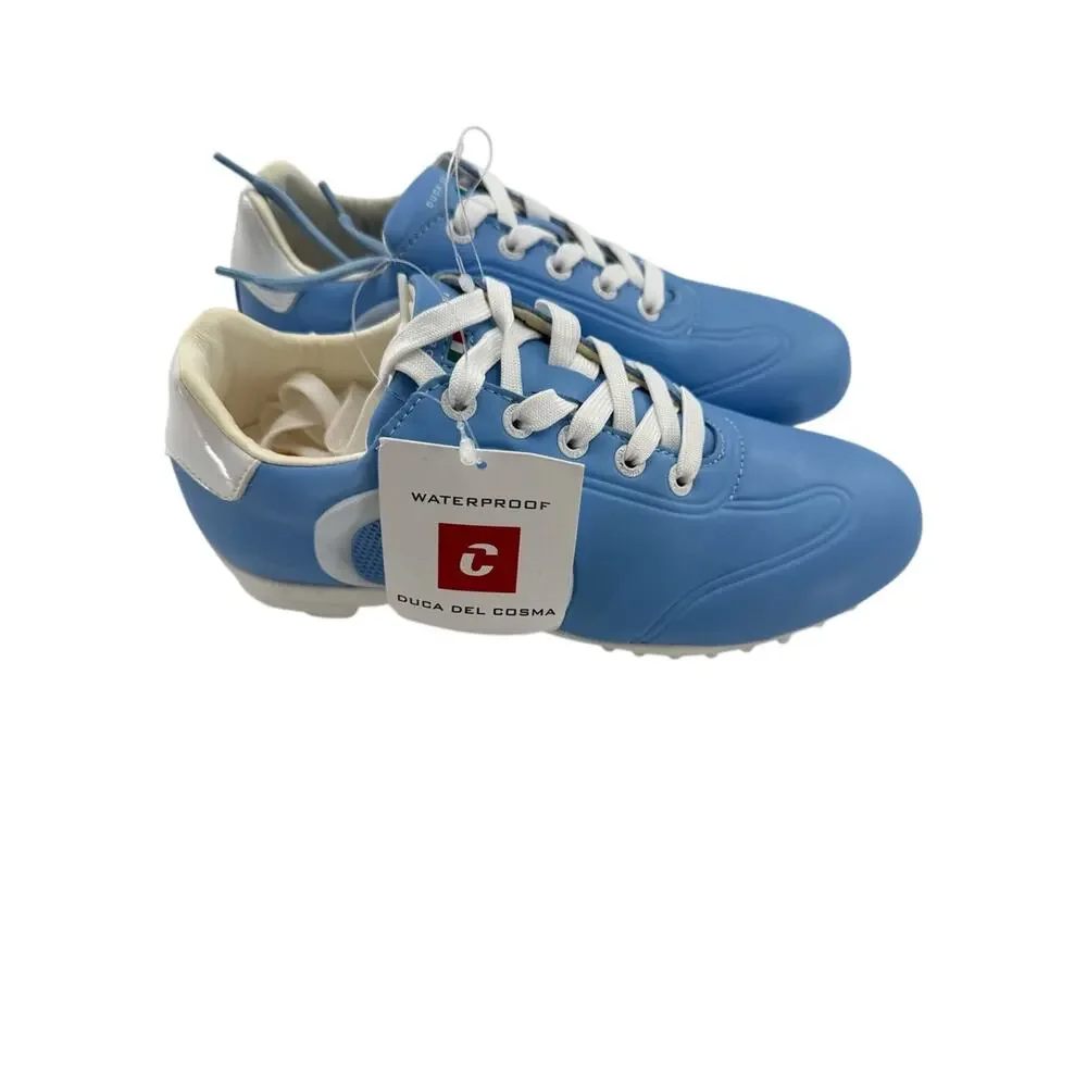 NWT DUCA DEL COSMA Queenscup Women's Spikeless Golf Shoes Baby Blue White Size 7